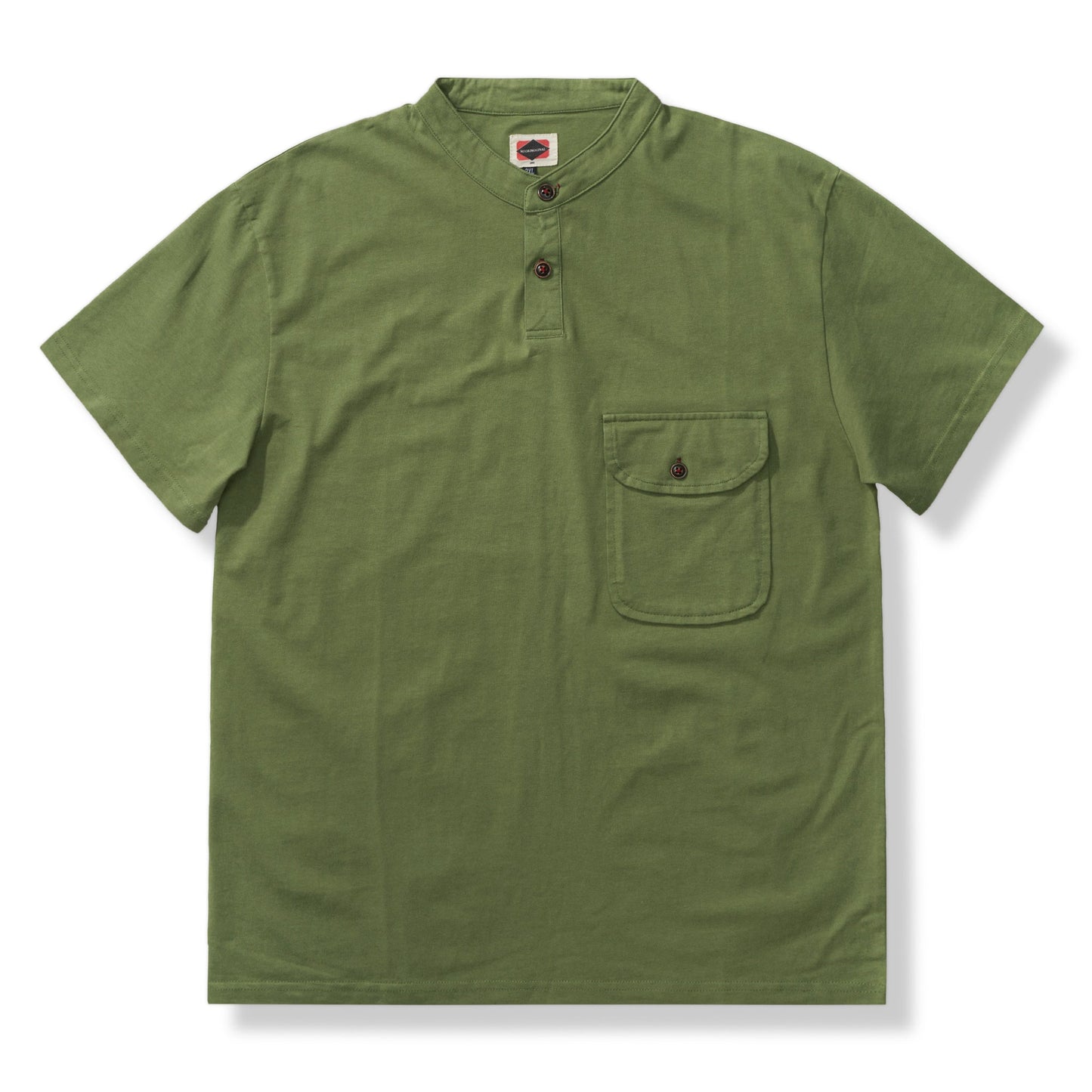 Baseball collar T-shirt with flap pocket