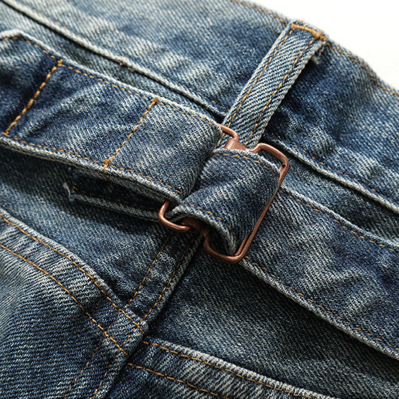 Classic biker style denim pants