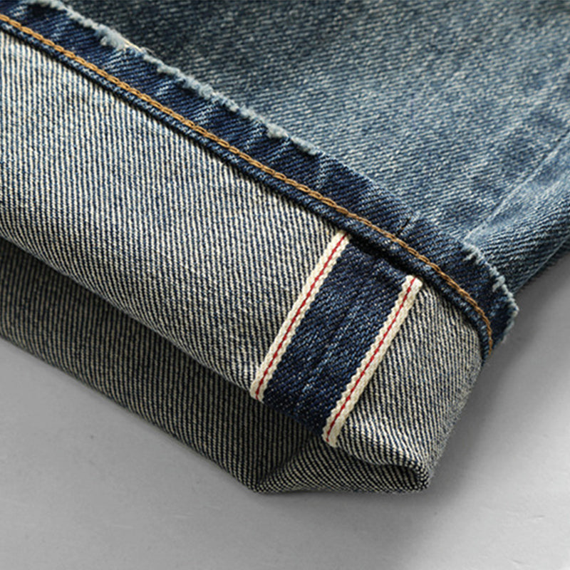 Classic biker style denim pants