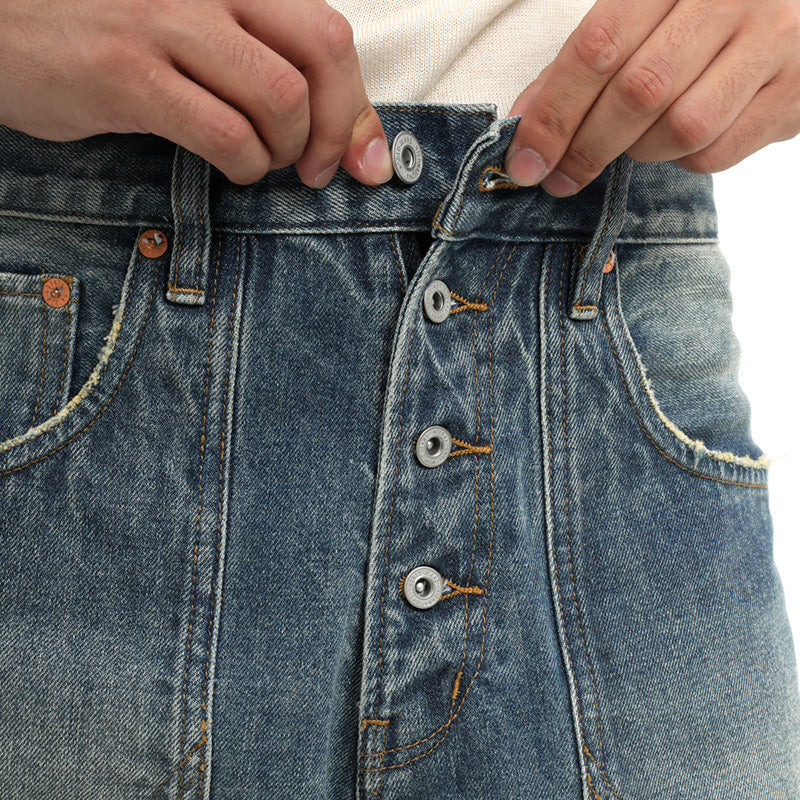 Classic biker style denim pants