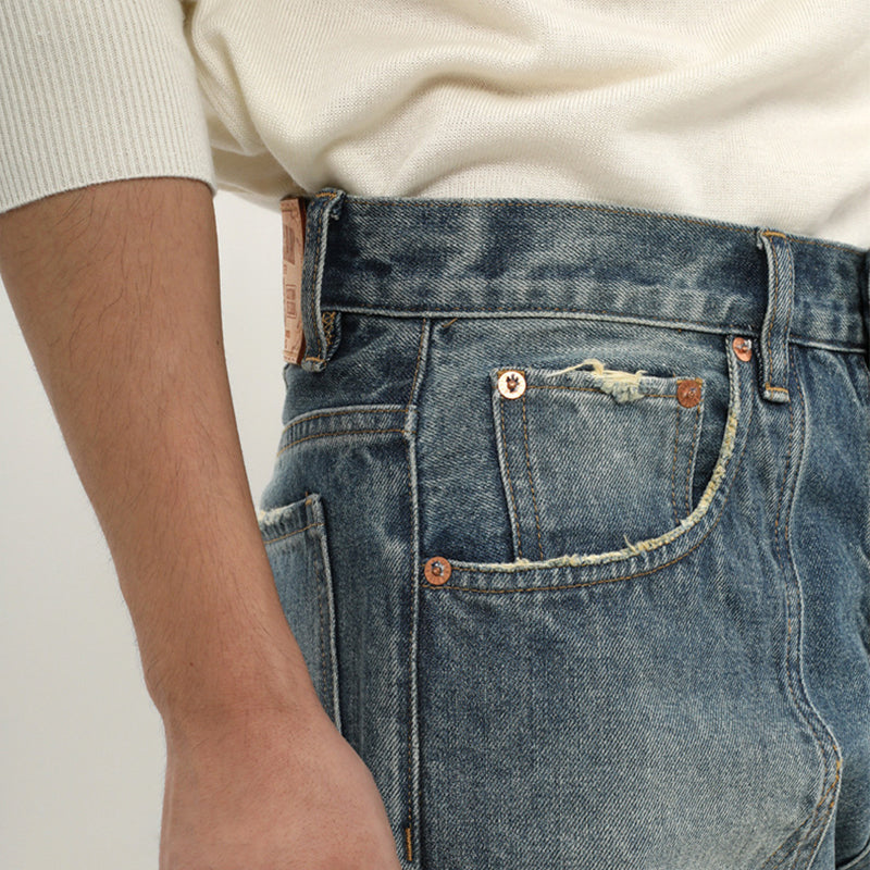 Classic biker style denim pants