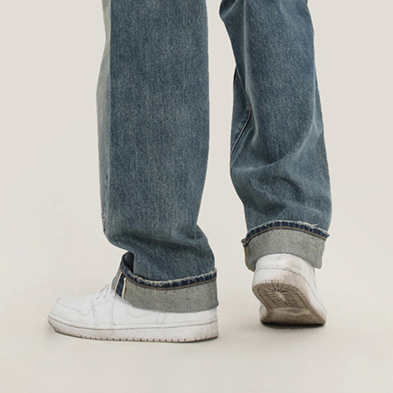 Classic biker style denim pants