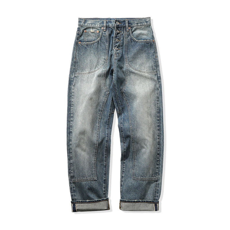 Classic biker style denim pants