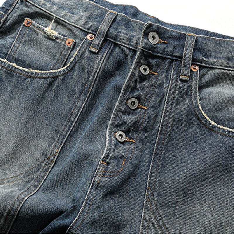 Classic biker style denim pants