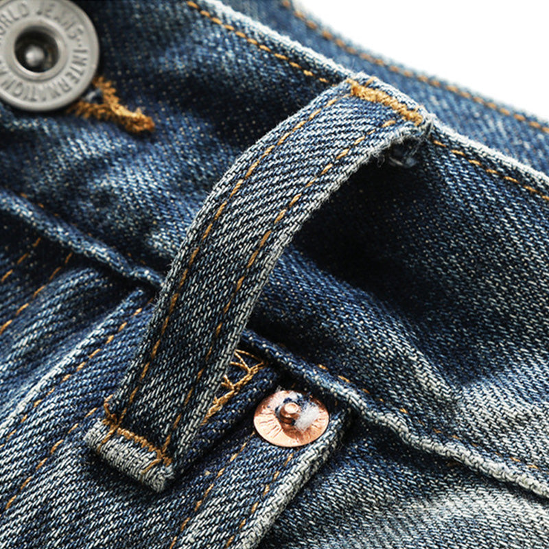 Classic biker style denim pants