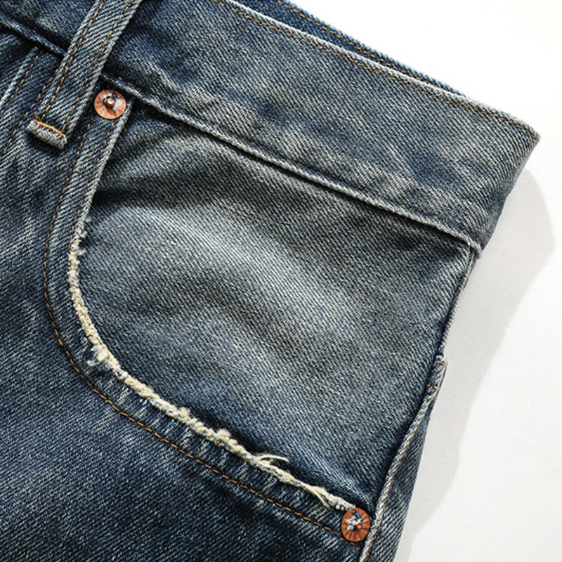 Classic biker style denim pants