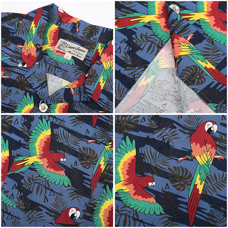 (Total Parrot Pattern) American Casual Short Sleeve Aloha Shirt