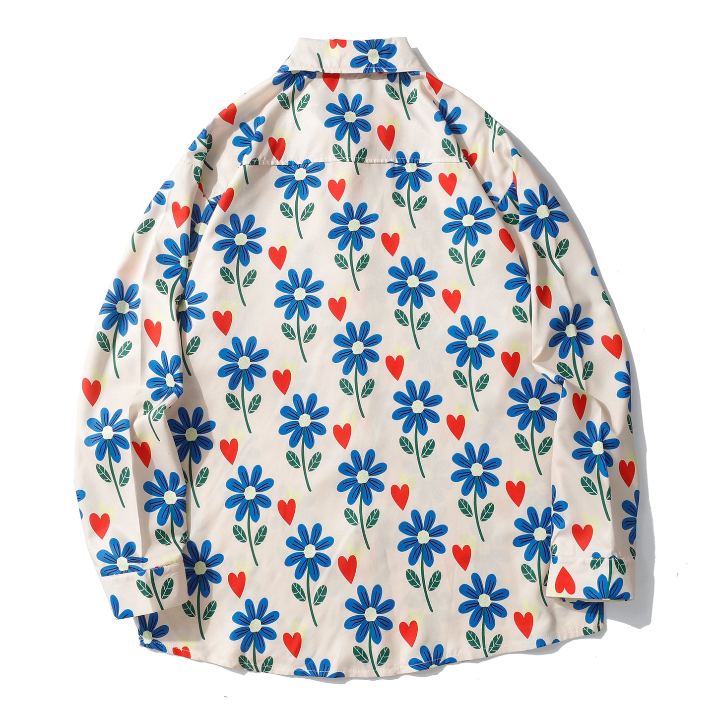 Spring long-sleeved retro floral print shirt