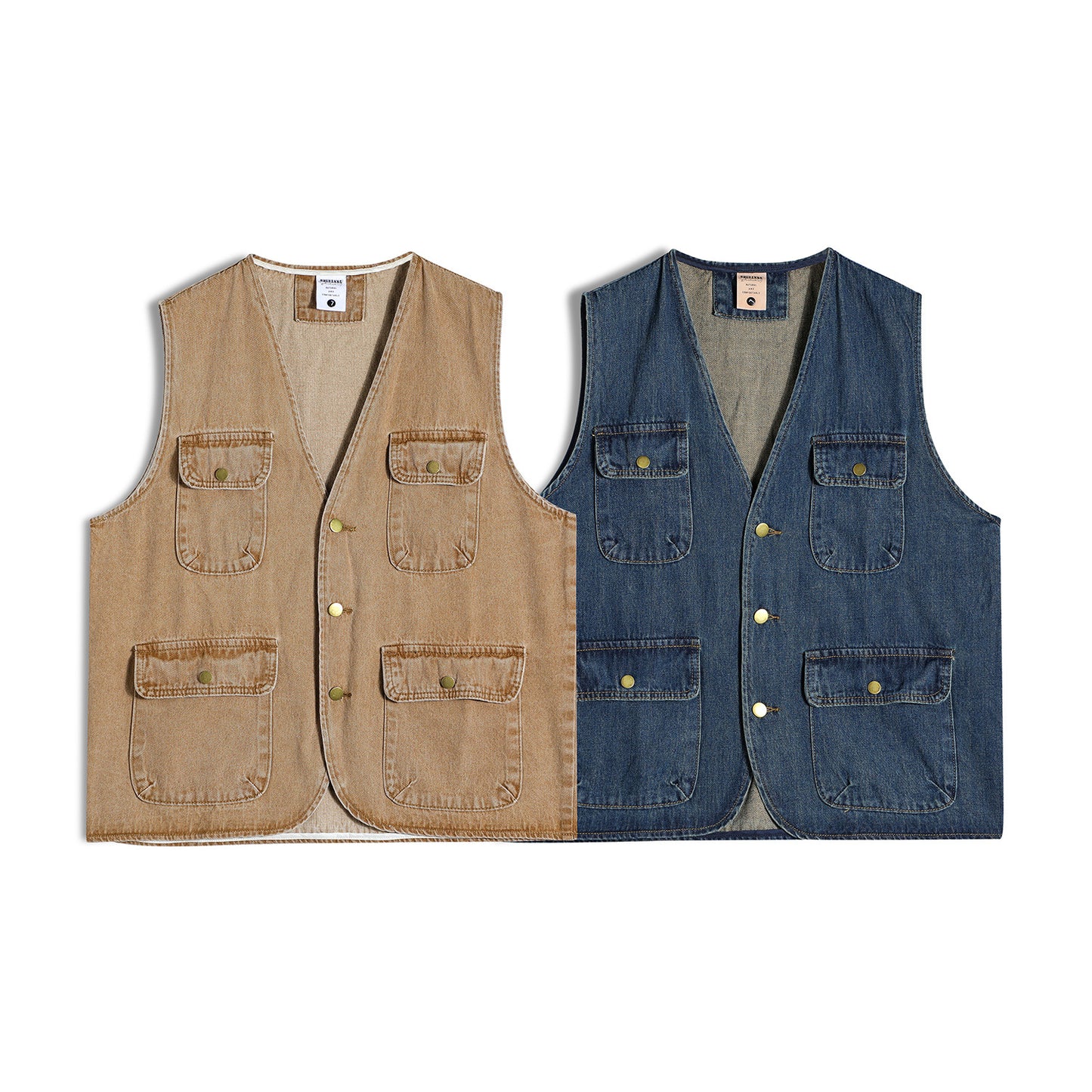 Classic multi-pocket denim work vest