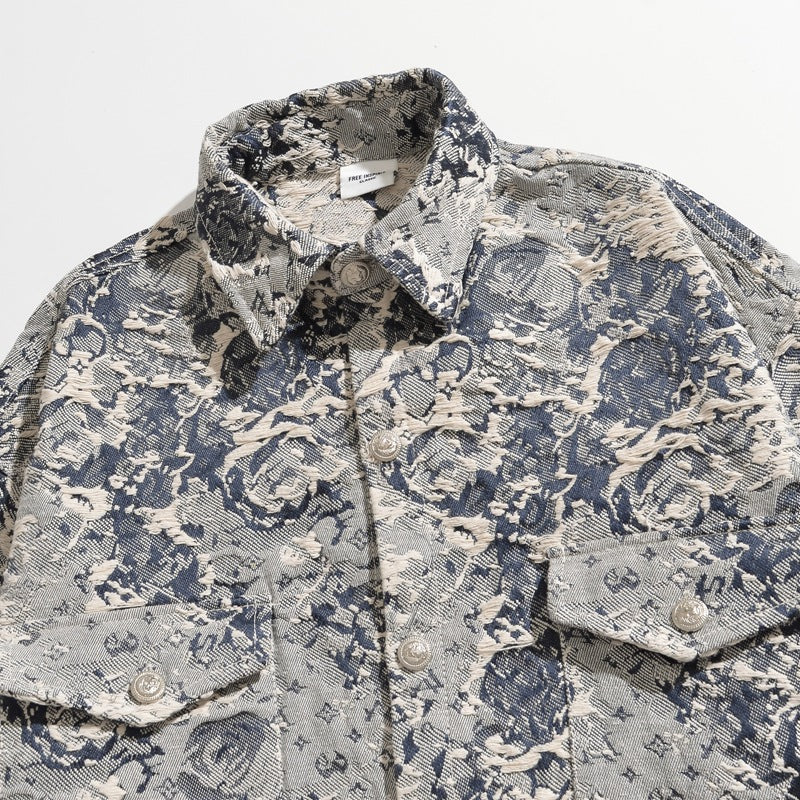 Ink painting pattern all-over autumn/winter jacket