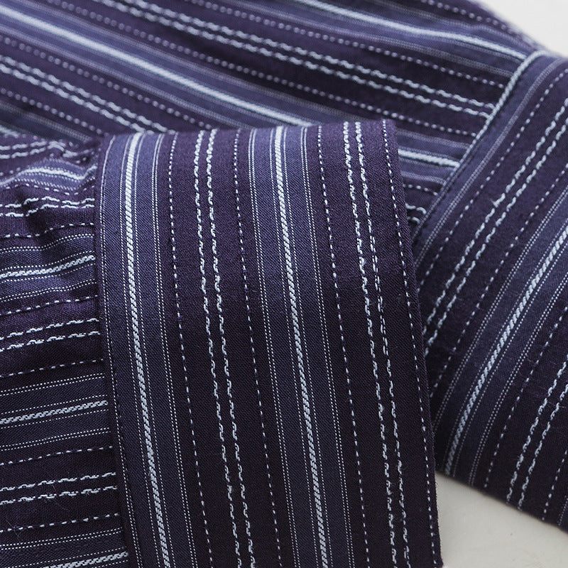 Luxurious classic striped long-sleeved work shirt