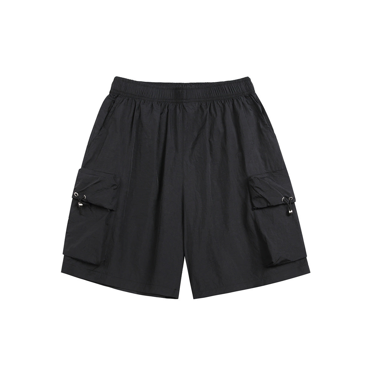 Solid color drawstring pocket track shorts