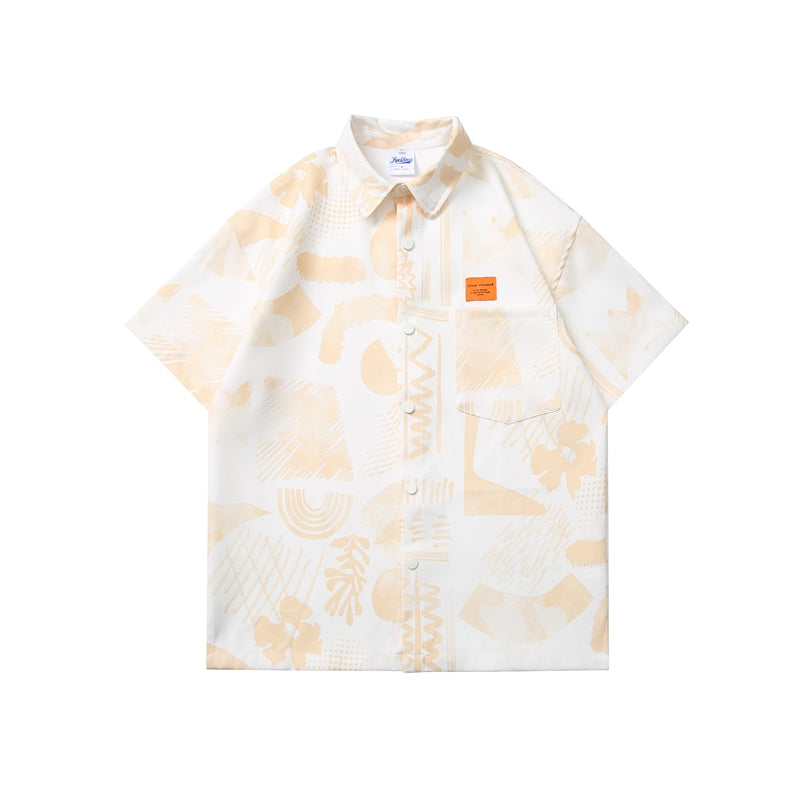 Refreshing all-over print aloha short-sleeved shirt