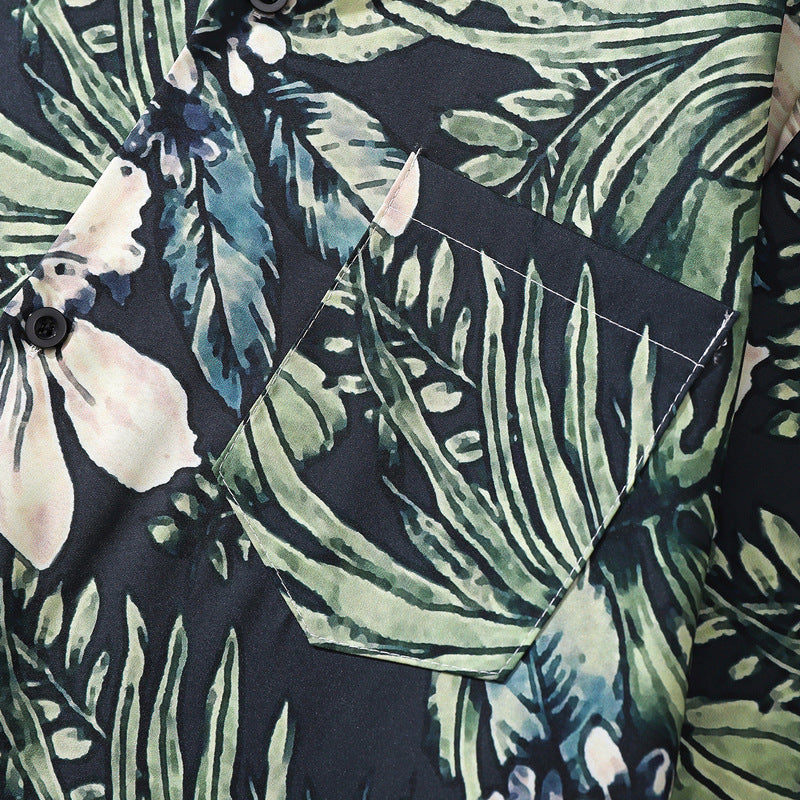Hawaiian Cuban collar floral short sleeve shirt