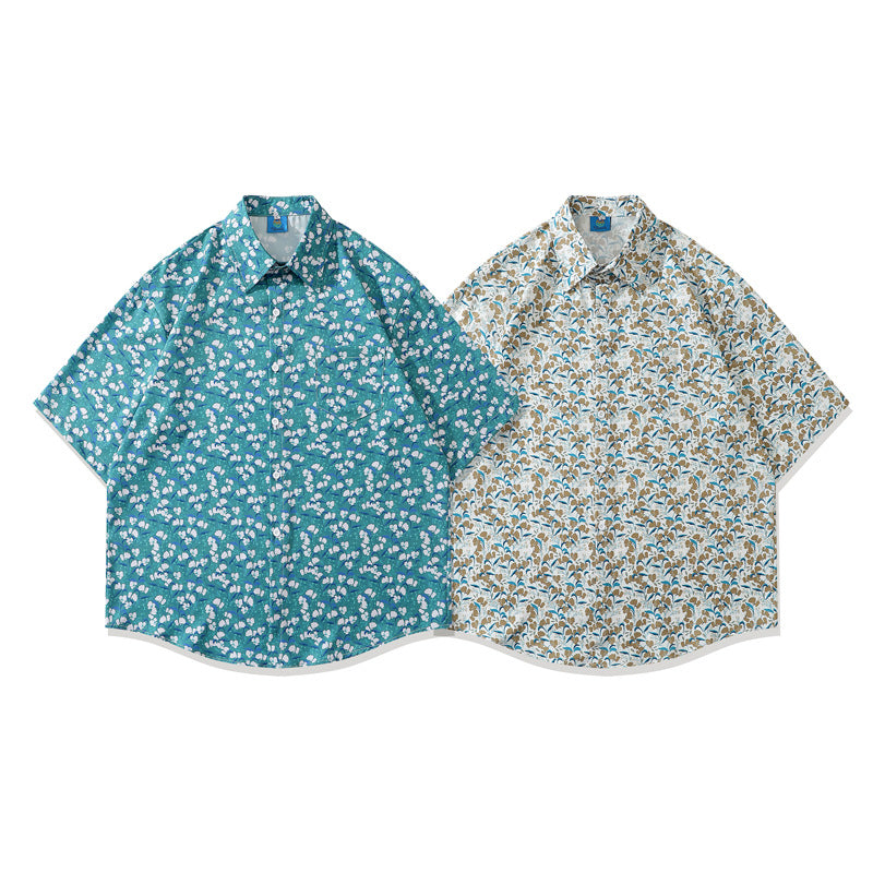 New fresh floral print aloha short sleeve shirt