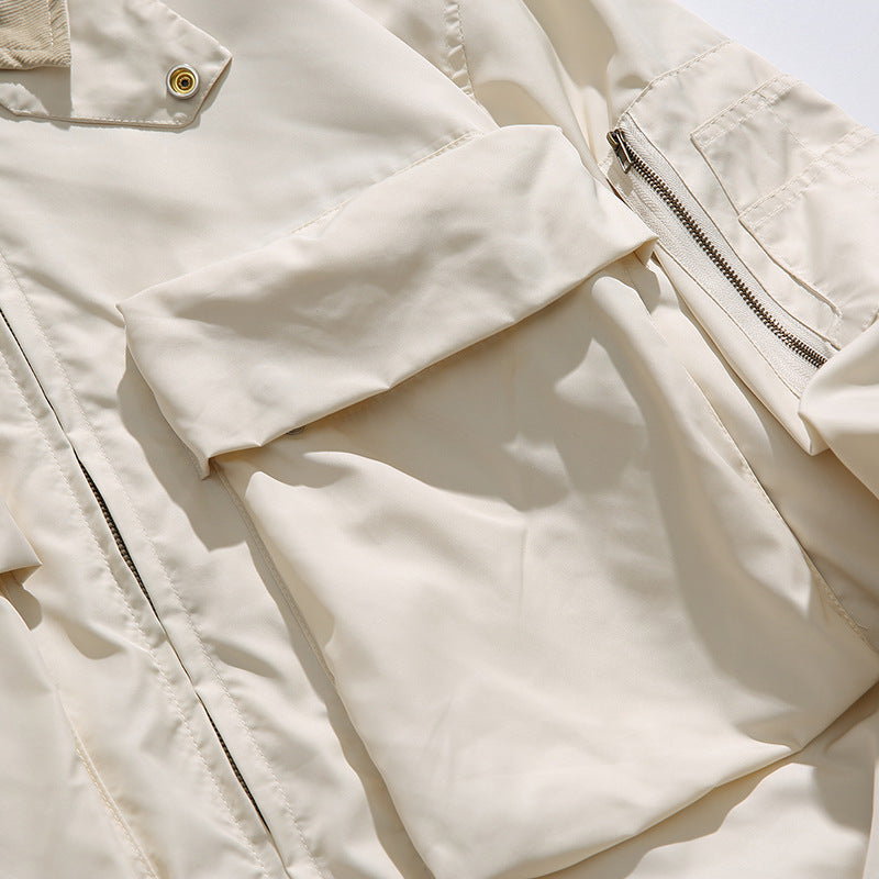 3D large pocket switch neck flight jacket