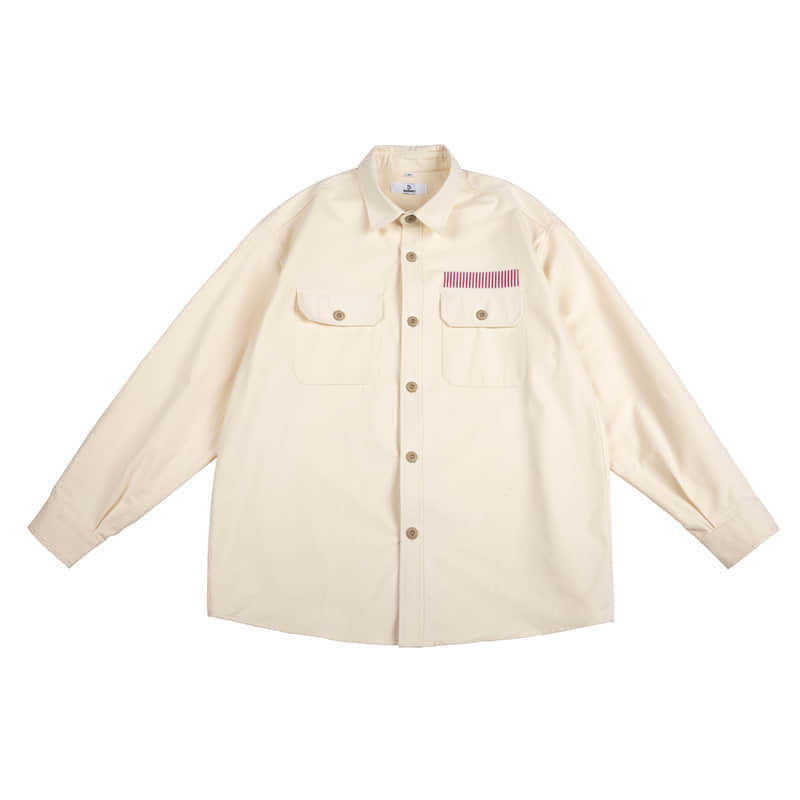 New American casual washed and brushed long sleeve shirt
