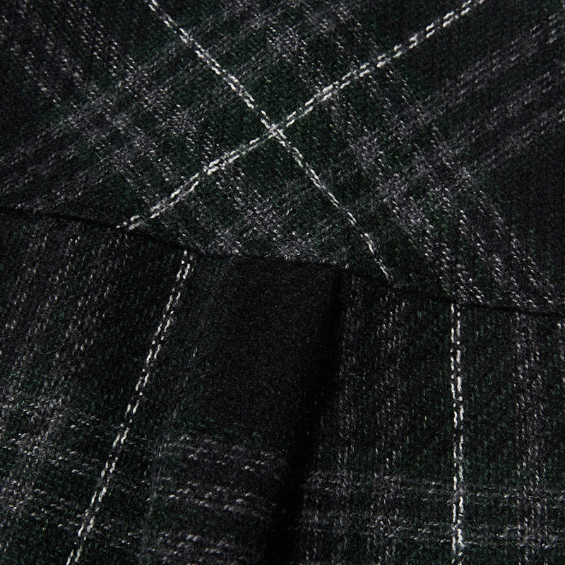 Classic check pattern pocket long sleeve shirt