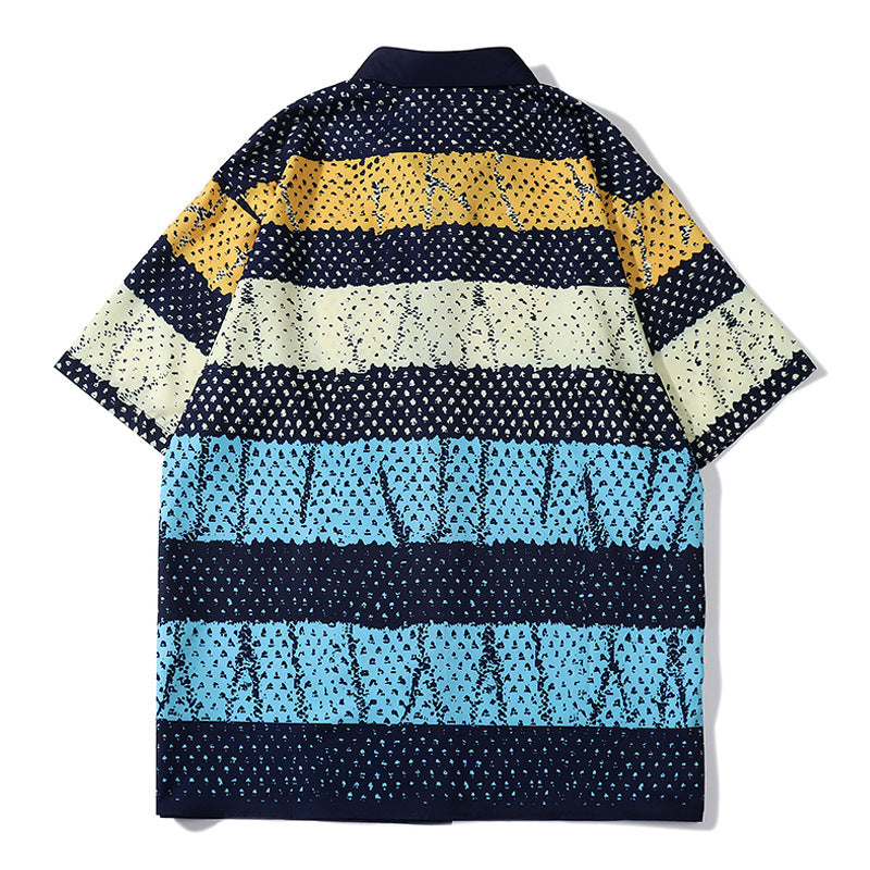 Vintage color print short sleeve shirt