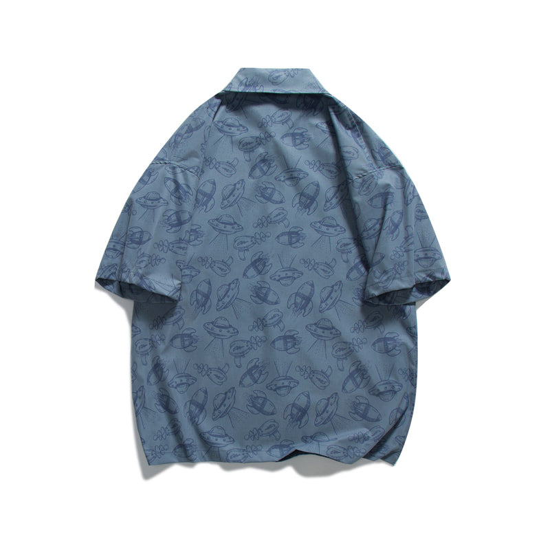 Retro all-over print aloha short-sleeved shirt