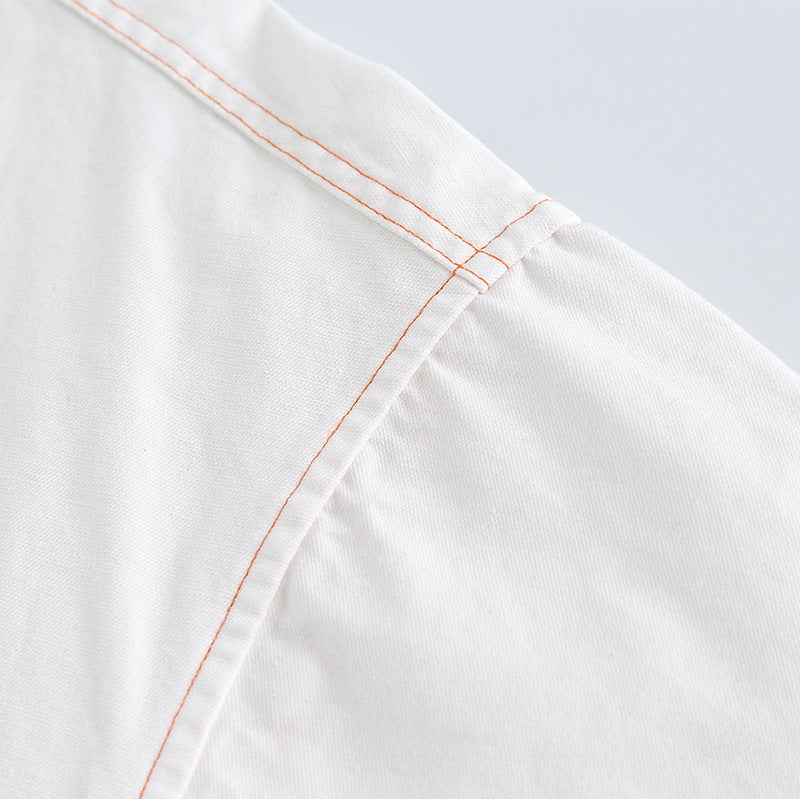 Retro casual plain work short sleeve shirt