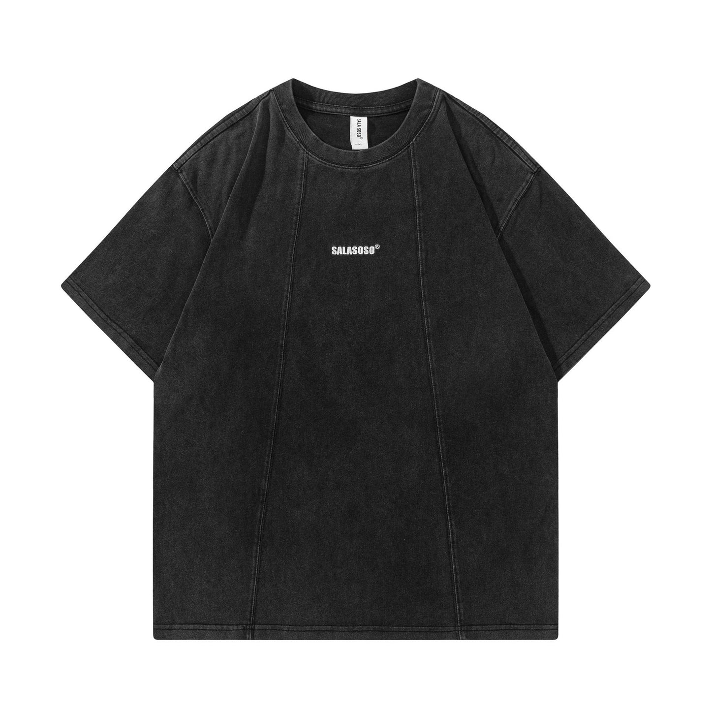 レトロ刺繍無地半袖tシャツ