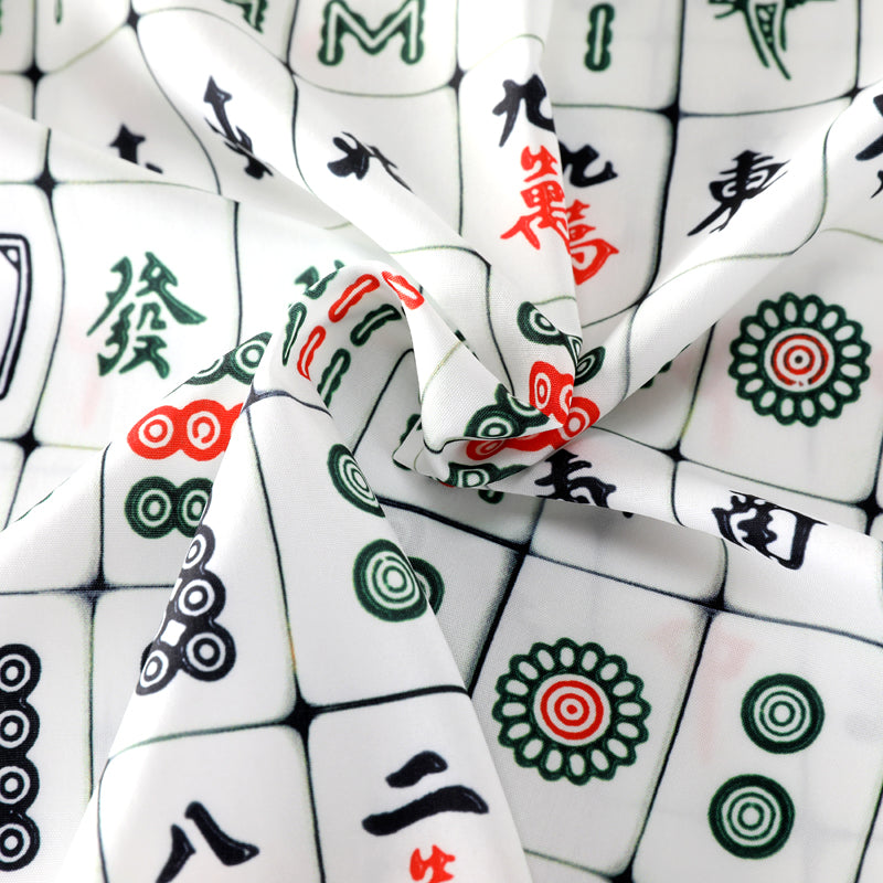 Mahjong print all-over breathable lightweight open-collar shirt