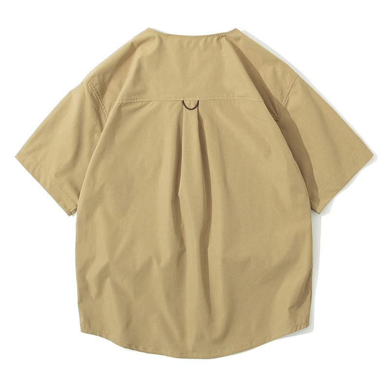 Loose baseball collar short sleeve shirt
