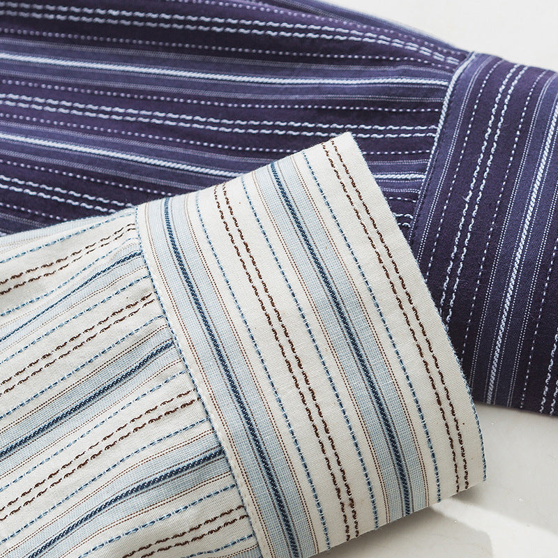 Luxurious classic striped long-sleeved work shirt