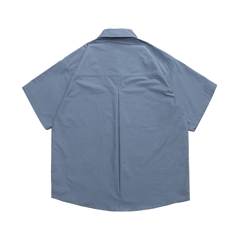 Classic plain pocket work short sleeve shirt