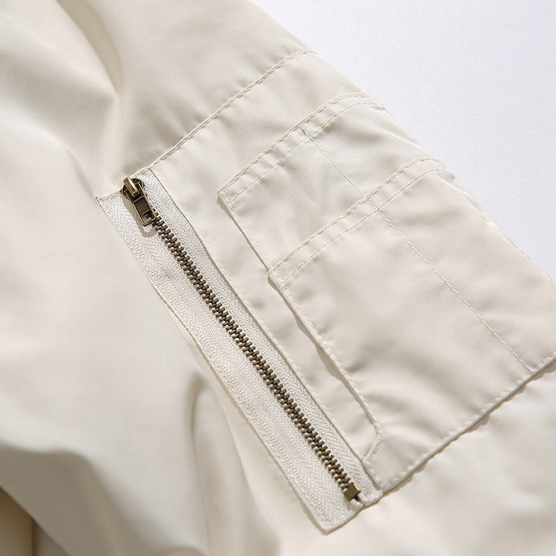 3D large pocket switch neck flight jacket