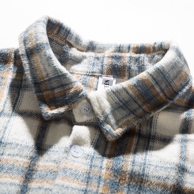 Classic brushed check pattern long sleeve shirt