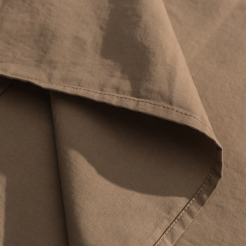 Plain multi-pocket work short-sleeved shirt