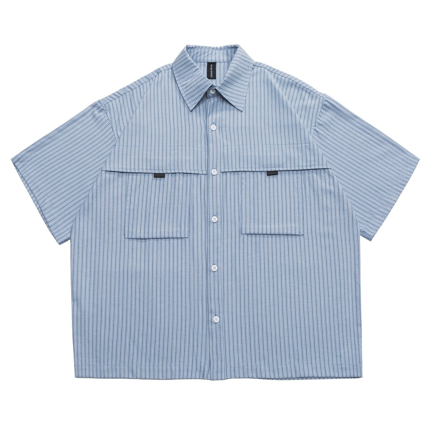 Classic blue striped short-sleeved shirt