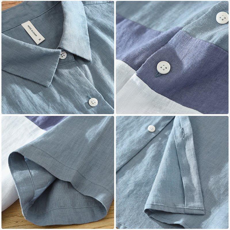 Color-coordinated, breathable linen shirt
