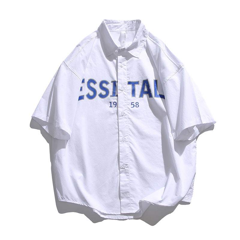 Retro Simple Alphabet Short Sleeve Shirt
