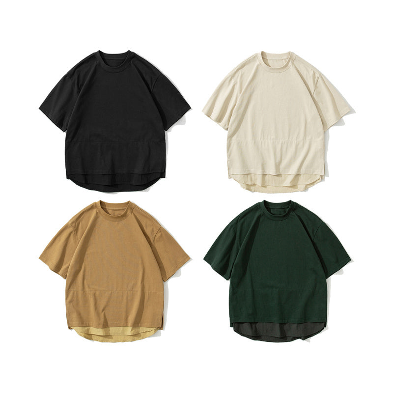 不規則無地カジュアル半袖Tシャツ