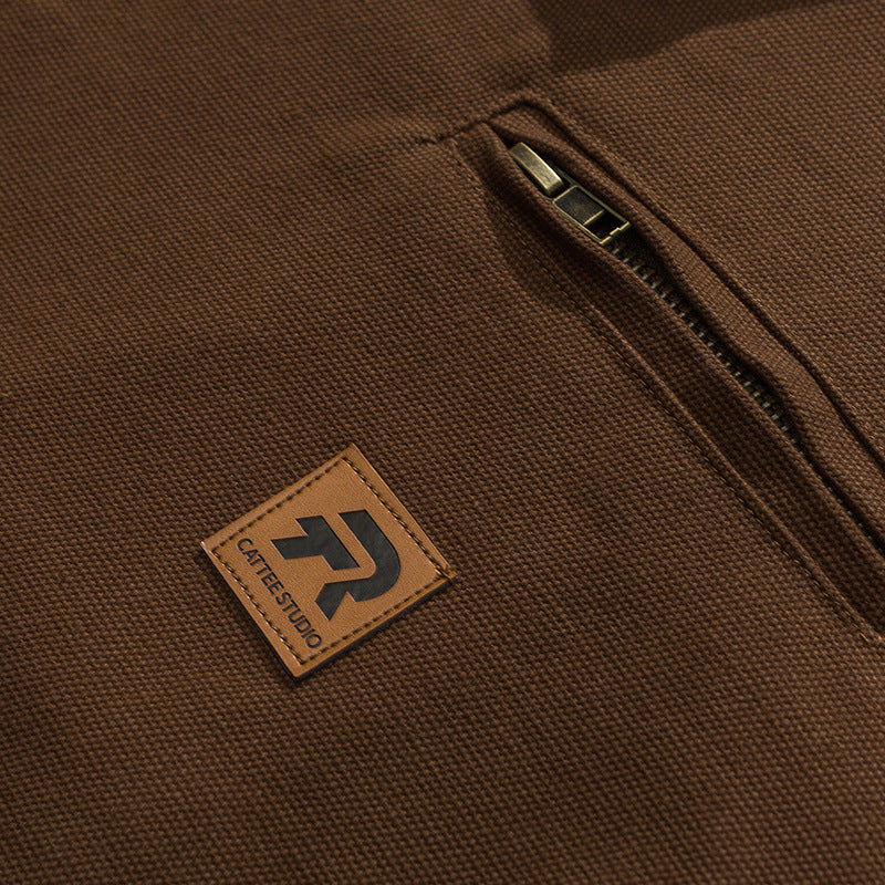 Corduroy neck multi-pocket retro jacket