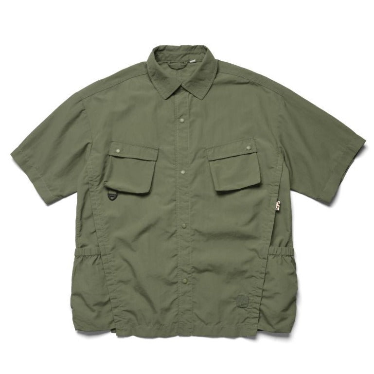Multi-pocket plain short-sleeved work shirt in four colors