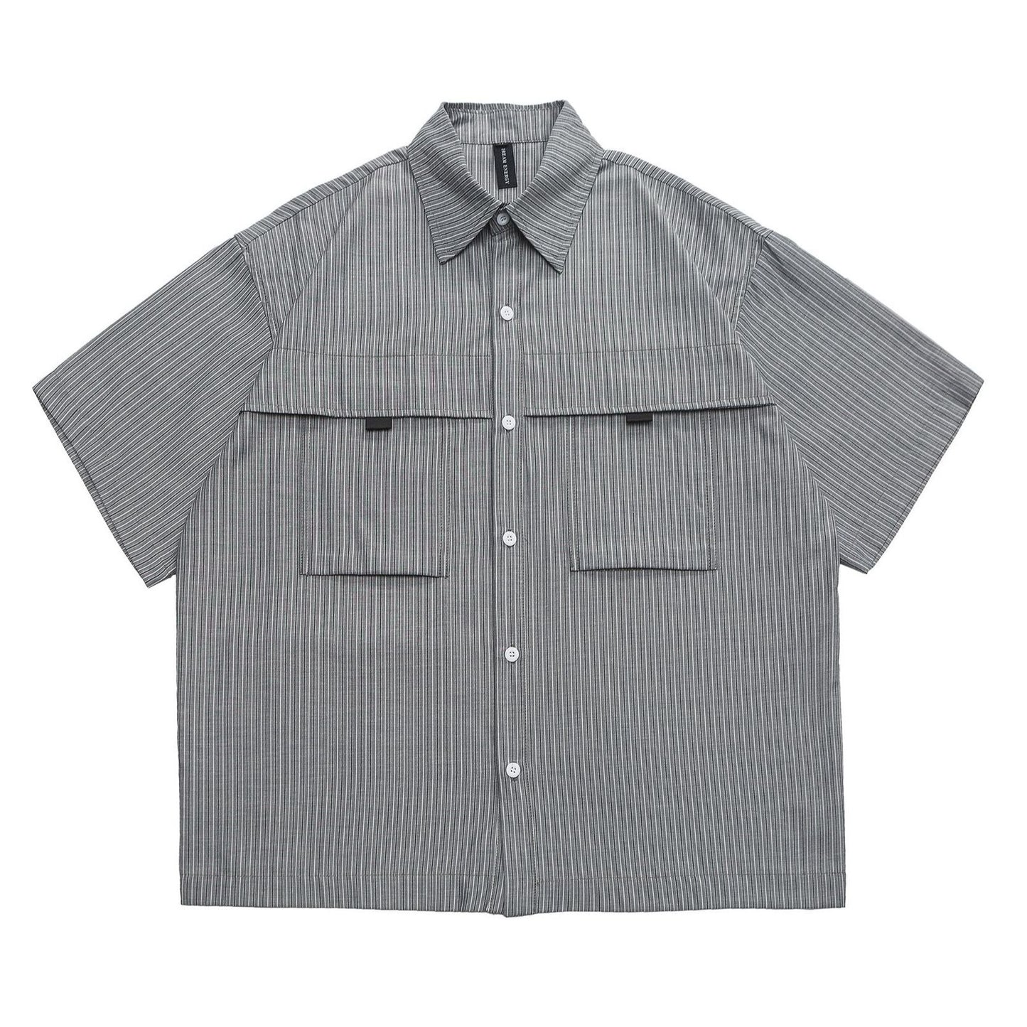 Classic blue striped short-sleeved shirt