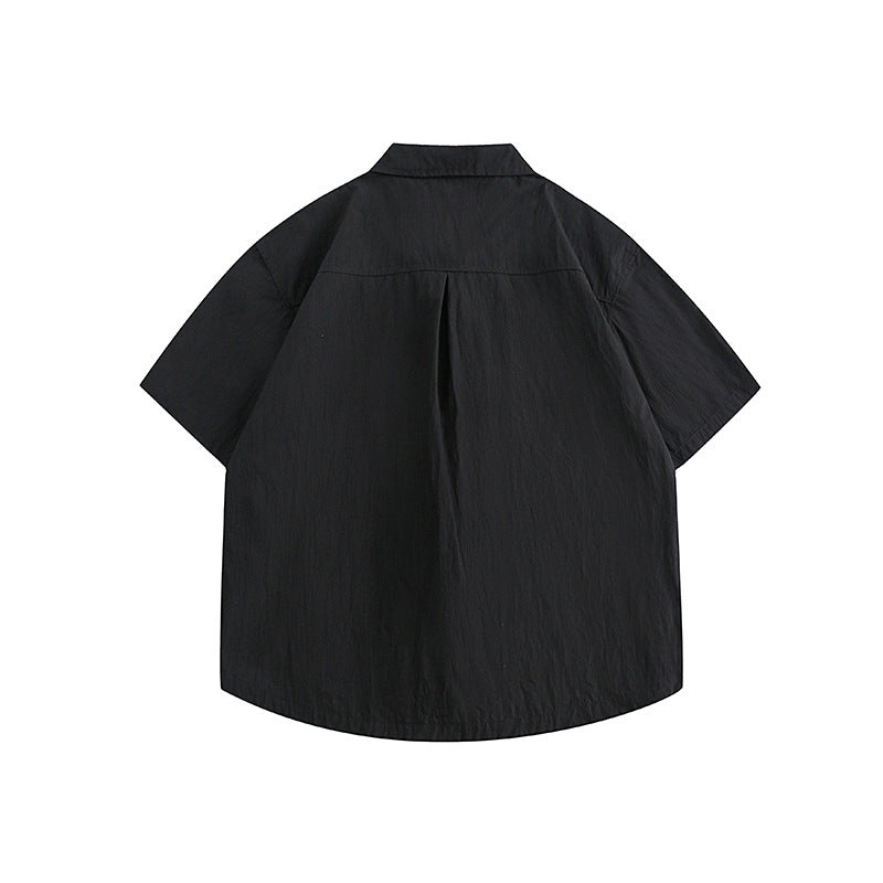Functional pocket plain casual short sleeve shirt