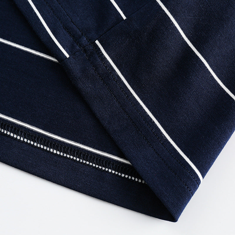 Easy-to-match striped embroidered long-sleeved T-shirt