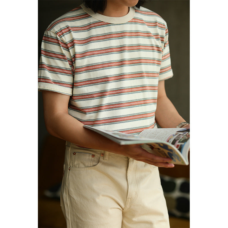 Ivy Look 4-Color Yarn-Dyed Striped Cotton Tee