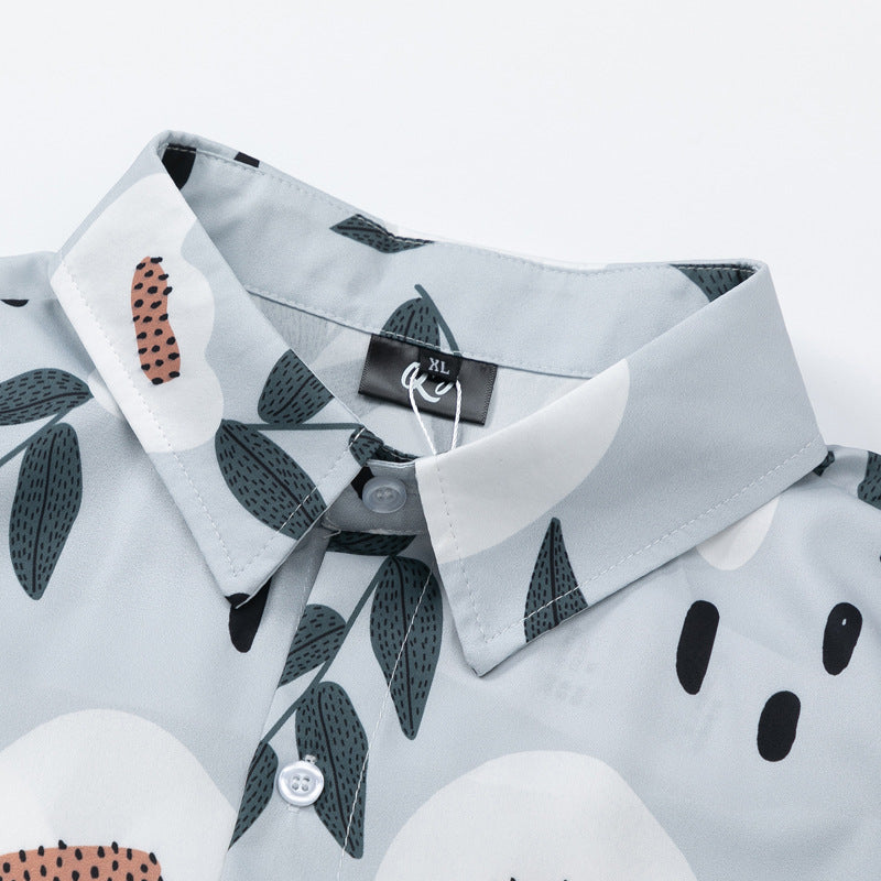 Retro all-over print aloha shirt, short sleeves