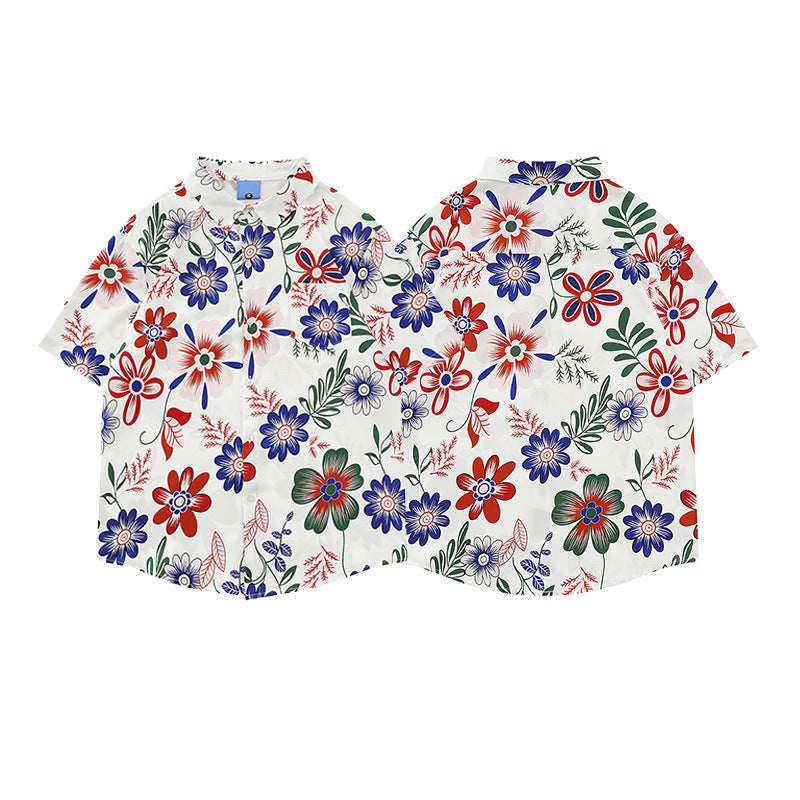 Retro Hawaiian floral short-sleeved all-over print shirt