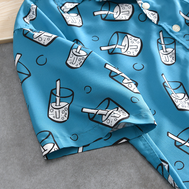 Cartoon Cola Print Cuban Shirt