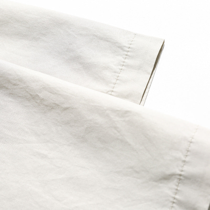 Retro plain loose work short sleeve shirt