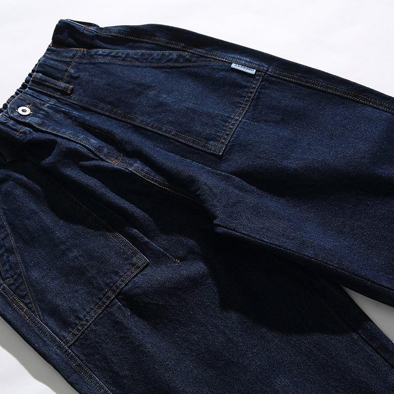 Classic simple blue straight jeans