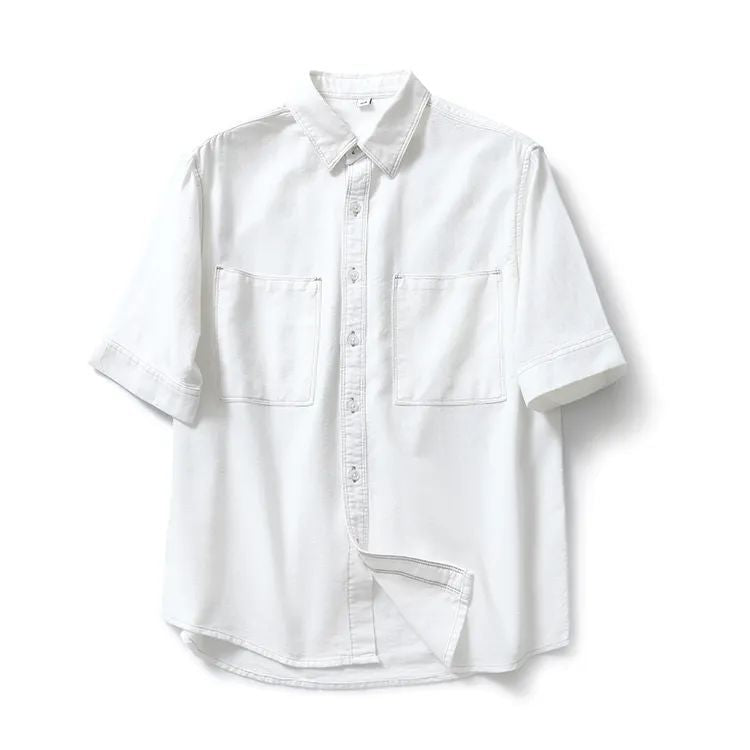 Fashionable simple plain pocket short sleeve shirt