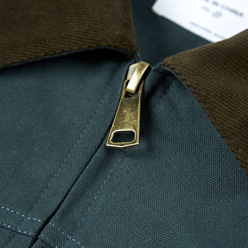 Plain corduroy neck casual jacket